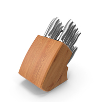 Stainless Steel Knife Wooden Block Set PNG & PSD Images