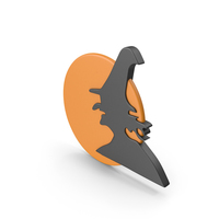Halloween Witch Symbol with Orange Moon PNG & PSD Images