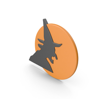 Halloween Witch Symbol with Orange Moon PNG & PSD Images