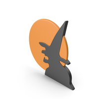 Halloween Witch Symbol with Orange Moon PNG & PSD Images