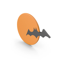 Halloween Orange Moon with Bat Symbol PNG & PSD Images