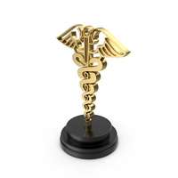 Caduceus Medical Hermes Trophy Award Gold PNG & PSD Images
