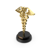 Caduceus Medical Hermes Trophy Award Gold Label PNG & PSD Images