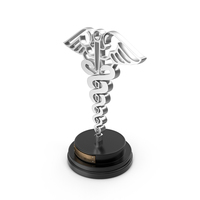 Caduceus Medical Hermes Trophy Award Silver Label PNG & PSD Images