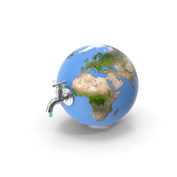 Stylized Earth with Faucet PNG & PSD Images