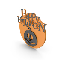 Happy Halloween Symbol with Orange Moon and Pumpkin PNG & PSD Images