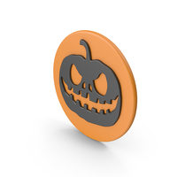 Halloween Pumpkin Face Symbol with Orange Moon PNG & PSD Images