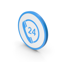 Icon 24 Hours Phone Service Blue PNG & PSD Images