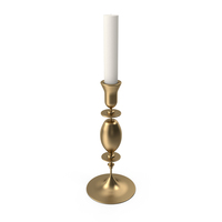 Gold Candlestick with Candle PNG & PSD Images