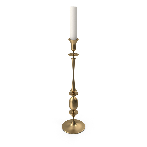 Gold Candlestick with Candle PNG & PSD Images