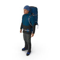 Winter Hiking Clothes Men with Backpack Standing Pose PNG & PSD Images
