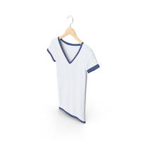 Female V Neck Hanging White And Dark Blue PNG & PSD Images