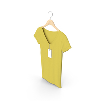 Female V Neck Hanging With Tag Yellow PNG & PSD Images