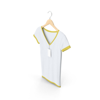 Female V Neck Hanging With Tag White And Yellow PNG & PSD Images