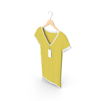 Female V Neck Hanging With Tag White And Yellow PNG & PSD Images