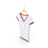 Female V Neck Hanging With Tag White And Red PNG & PSD Images