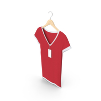 Female V Neck Hanging With Tag White And Red PNG & PSD Images