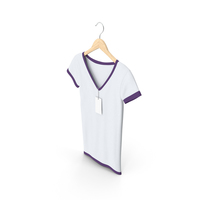 Female V Neck Hanging With Tag White And Purple PNG & PSD Images