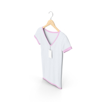 Female V Neck Hanging With Tag White And Pink PNG & PSD Images