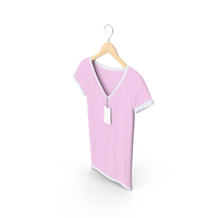 Female V Neck Hanging With Tag White And Pink PNG & PSD Images