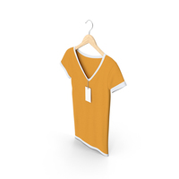 Female V Neck Hanging With Tag White And Orange PNG & PSD Images