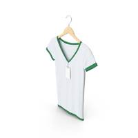 Female V Neck Hanging With Tag White And Green PNG & PSD Images