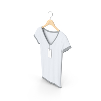 Female V Neck Hanging With Tag White And Gray PNG & PSD Images