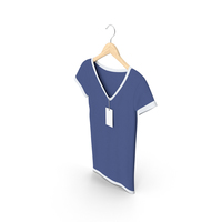 Female V Neck Hanging With Tag White And Dark Blue PNG & PSD Images
