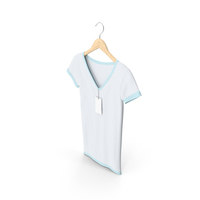 Female V Neck Hanging With Tag White And Blue PNG & PSD Images