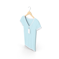 Female V Neck Hanging With Tag White And Blue PNG & PSD Images