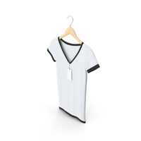 Female V Neck Hanging With Tag White And Black PNG & PSD Images