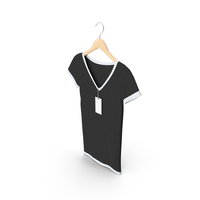 Female V Neck Hanging With Tag White And Black PNG & PSD Images