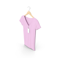 Female V Neck Hanging With Tag Pink PNG & PSD Images