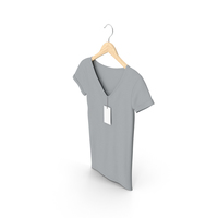 Female V Neck Hanging With Tag Gray PNG & PSD Images