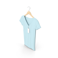 Female V Neck Hanging With Tag Blue PNG & PSD Images