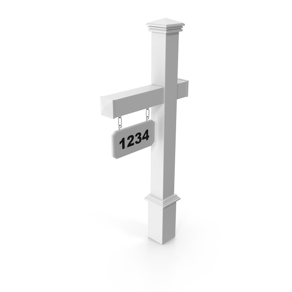 Wooden Mailbox Stand with Plate Number PNG & PSD Images