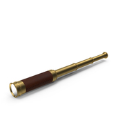 Wrapped Brass Spyglass Telescope PNG & PSD Images