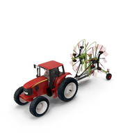 Tractor with Twin Rotor Rake Claas Liner 2700 Parked PNG & PSD Images