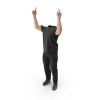 Outfit Black Hands In Air Pose PNG & PSD Images