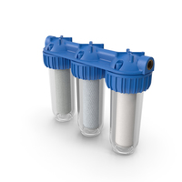 Triple Stage Water Filter Housing with Filters PNG & PSD Images