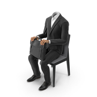 Black Suit in Chair Waiting with Bag PNG & PSD Images