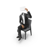 Black Suit in Chair with Notepad PNG & PSD Images