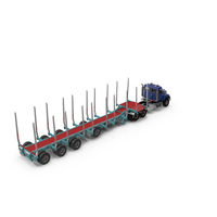 Truck with Empty Logging Trailer PNG & PSD Images