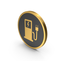 Gold Icon Electric Vehicle Charging Station PNG & PSD Images