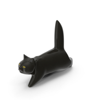 蓬松的黑猫PNG和PSD图像
