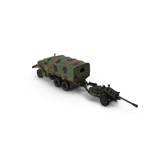 US Military Truck m35a2 with Field Howitzer M119 PNG & PSD Images