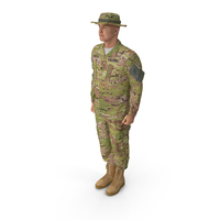 US Soldier Standing at Attention ACU Camo Fur PNG & PSD Images