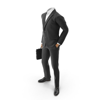 Waiting With Bag Hand in Pocket Suit Black PNG & PSD Images