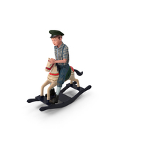 Vintage Boy Riding Rocking Horse PNG & PSD Images