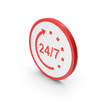 Icon 24 / 7 Open Red PNG & PSD Images